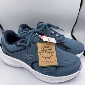 Skechers-Go Run-Consistent Running Shoes-Womens Size 9 WIDE-Blue/Purple-Mesh-NEW